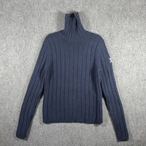 Abercrombie Fitch Muscle Fit Turtleneck Ribbed Sweater Lambswool Navy Medium